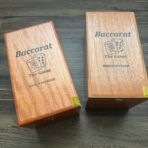 Lot of 2 Baccaret Wooden Hinged Top Clasp Cigar Boxes Only